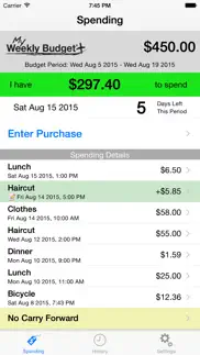 my weekly budget+ (mywb+) iphone screenshot 1