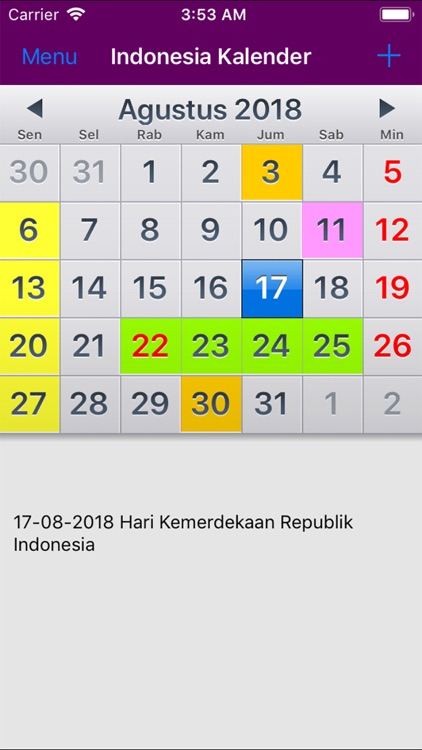 Kalender Indonesia 2019 NoAds