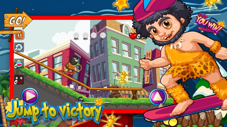 Caveman Skater Go - Jump and collect coin to win