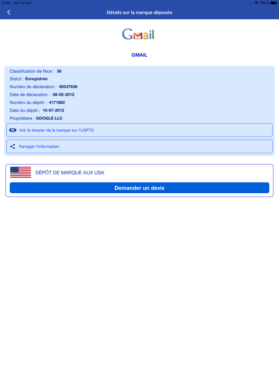 Screenshot #6 pour Recherche de marques en U.S.A.