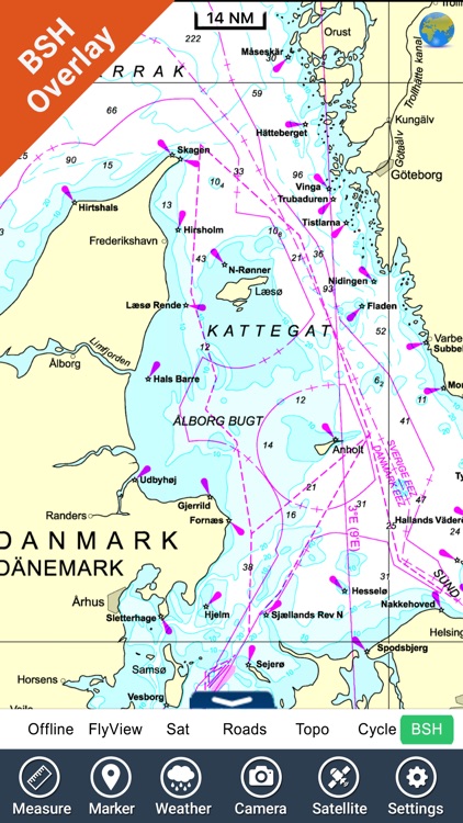 Marine Kattegat HD GPS chart fishing map navigator