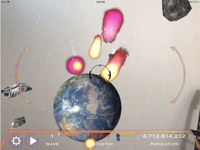 Asteroid Apocalypse AR, game for IOS