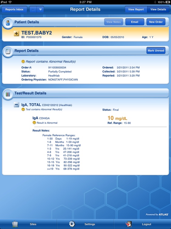 HealthLab Mobile for iPad