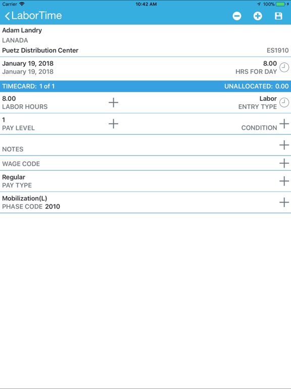 iPad Image of Viewpoint Payroll Time Entry
