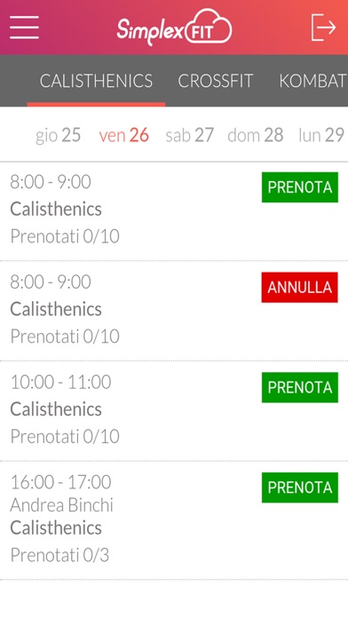 SimplexFit Prenota screenshot 3