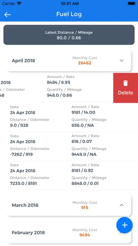Mileage Track App