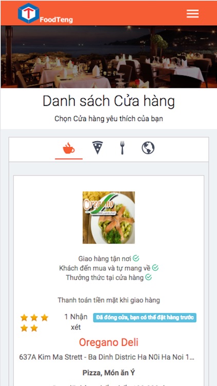 Đặt Thức ăn Đồ uống