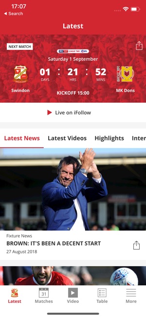 Swindon Town Official App