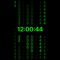 The program displays the current time on the device screen, simulating the effect of a waterfall of numbers