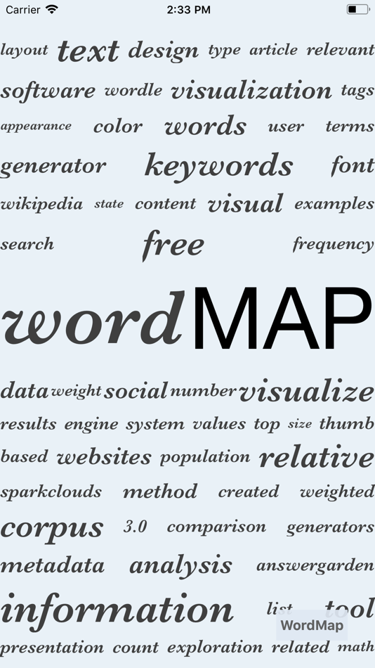 #1. WordMap (iOS) 由: imaginary cartography