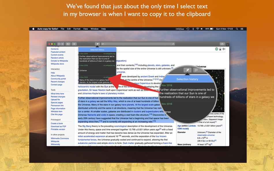 #3. Auto copy for Safari (macOS) 由: luca calciano
