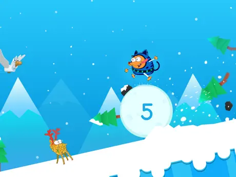 Dog on Snow Ball
