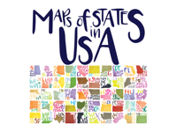 Maps of States in U.S.A. stickers for iMessage