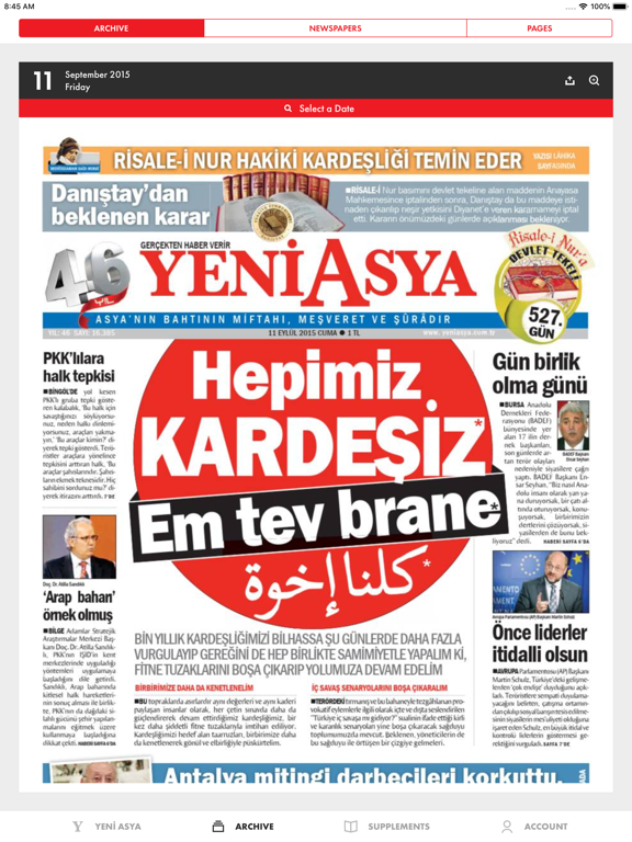 Yeni Asya E-Gazete iPad screenshot 3 - Magazines & Newspapers app