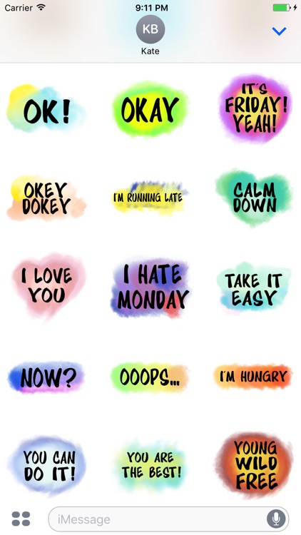 WaterColor Spring Chat Text Stickers