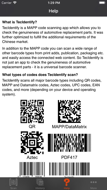 TecIdentify: MAPP Code Scanner