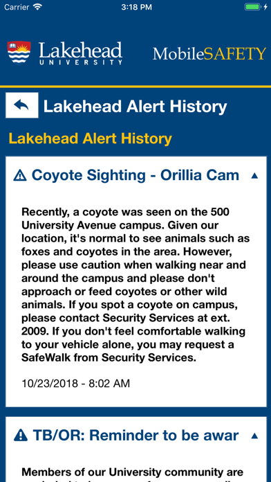 Mobile Safety - Lakehead U Screenshot