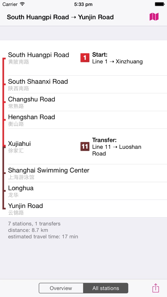 #3. Shanghai Rail Map Lite (iOS) By: Urban-Map