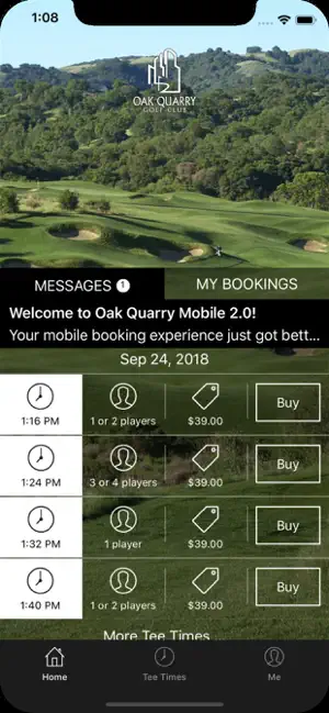 Captura 1 Oak Quarry Golf Club Tee Times iphone