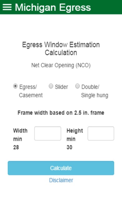 Screenshot #3 pour Egress Window Calculator