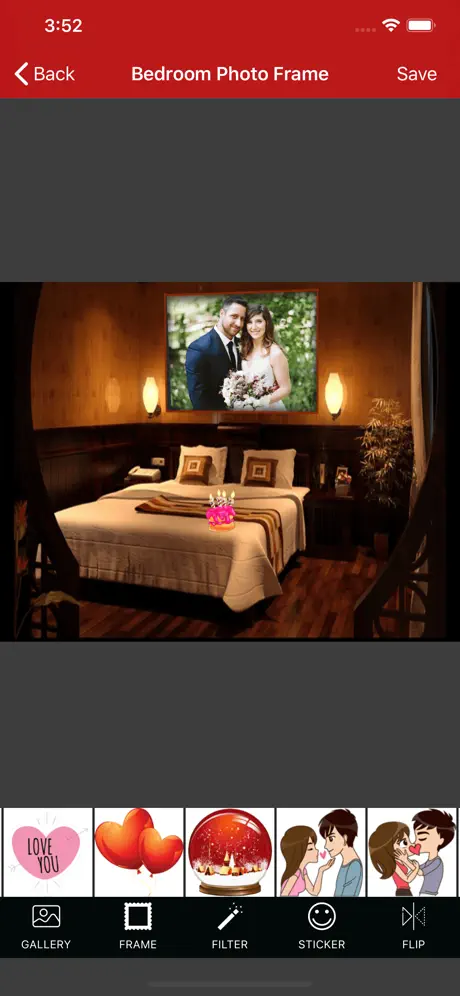 Bedroom photo frames
