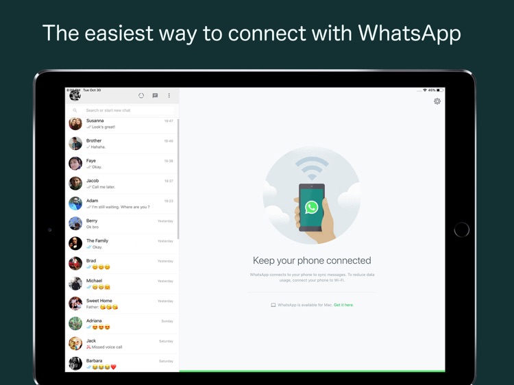 Messaging for WhatsApp on iPad