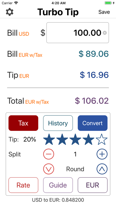 Screenshot #2 pour Turbo Tip Calculator