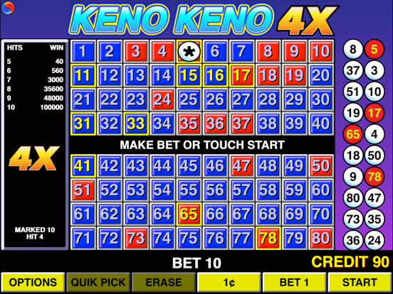 Screenshot #2 for Keno Keno 4X