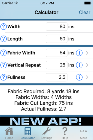 ACE Fabric Calculator screenshot 2