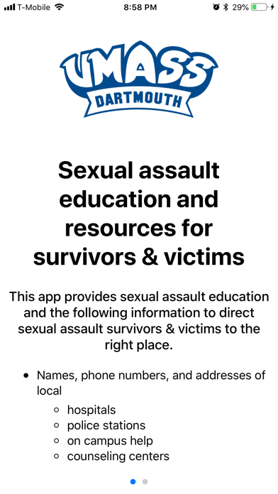 Sexual Violence Prevention app screenshot