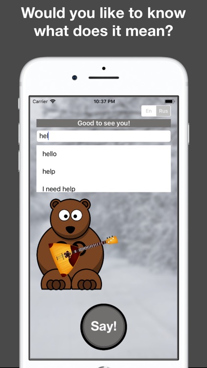 What does the Russian say?