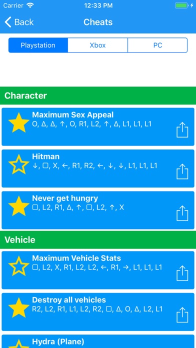 Cheats for GTA (San Andreas) Screenshot on iOS