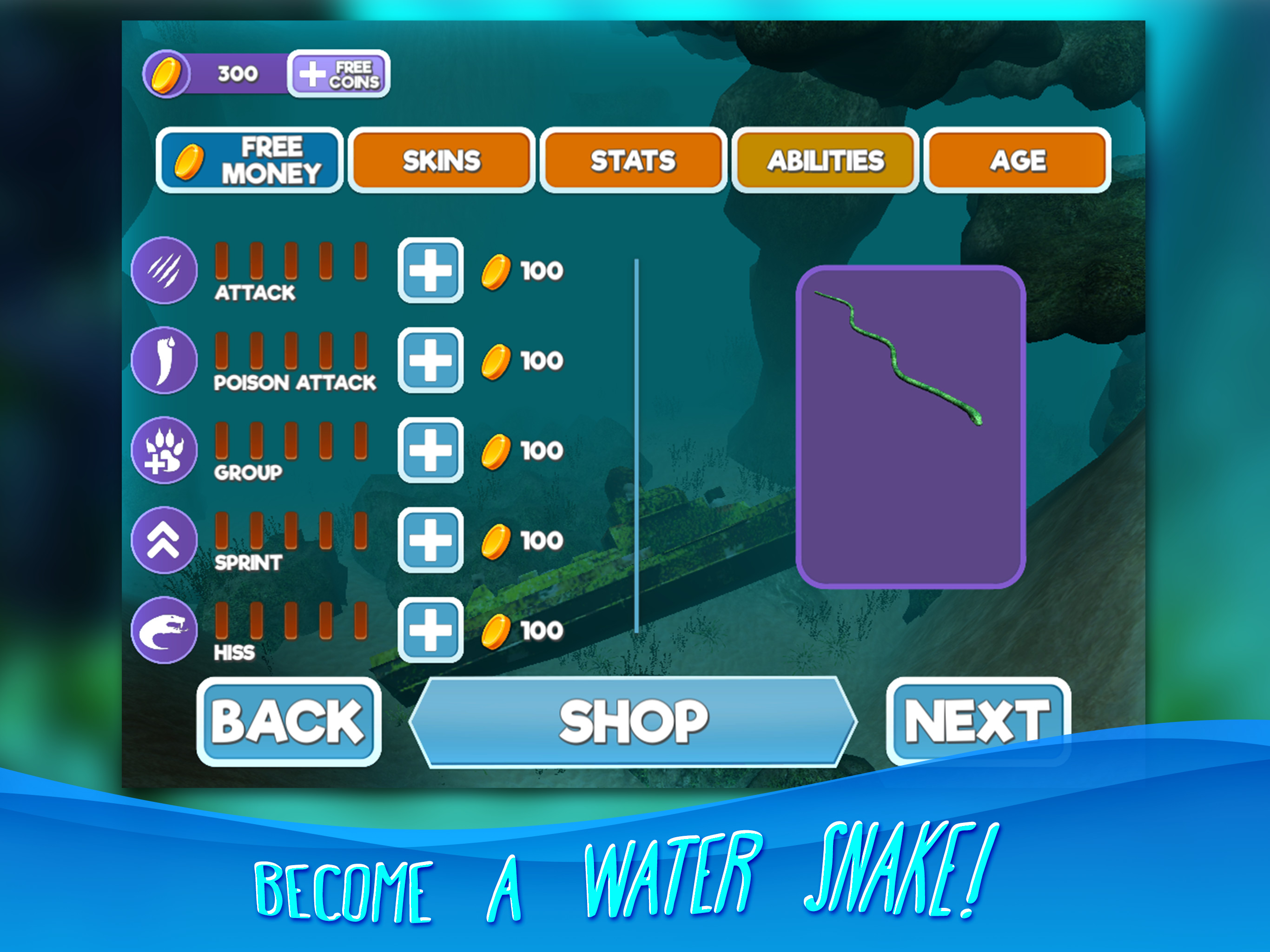 Water Snake Underwater Hunting Simulator