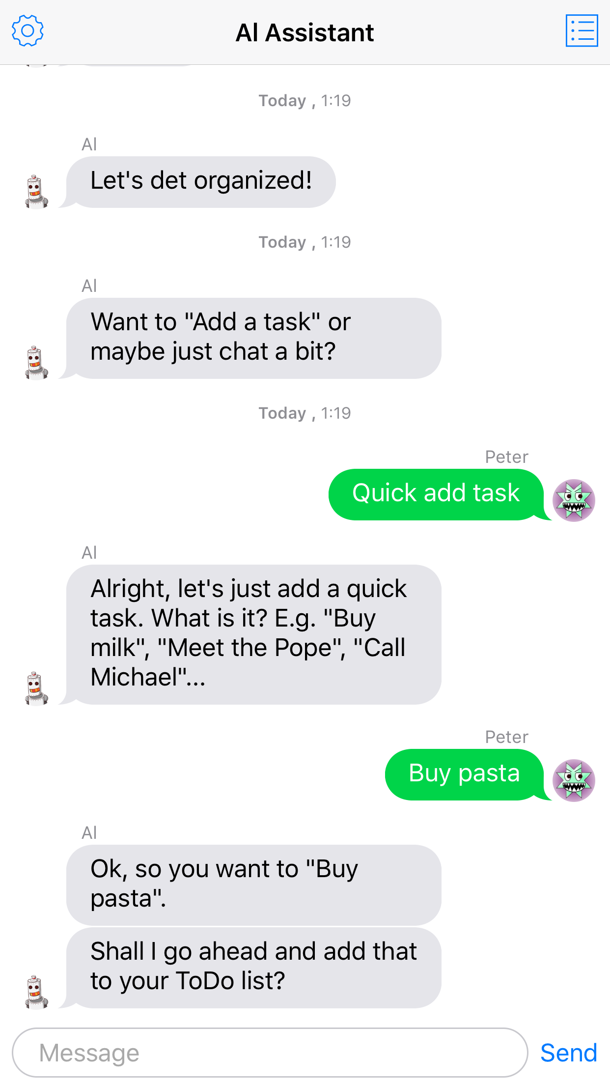 Al Assistant - Chatbot for Tasks and ToDo Lists