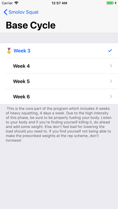 Smolov Squat Program Screenshot