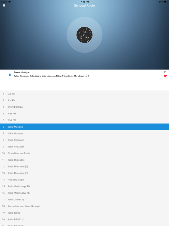 Senegal Radio Station FM Live iPad screenshot 5 - Music app