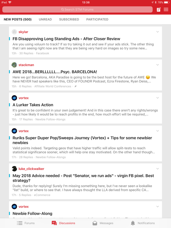 STM Forums iPad screenshot