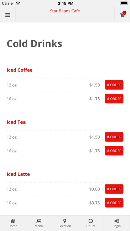 Star Beans Cafe App Orders