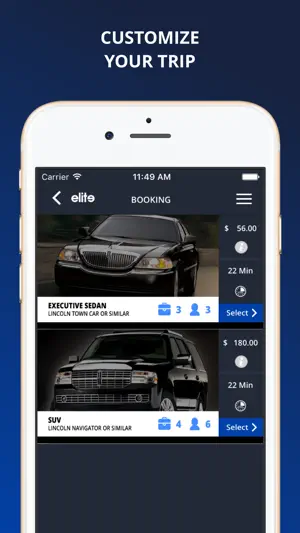 Elite Limousine App screenshot 2
