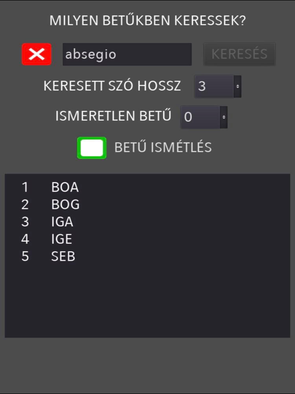 Szó kereső - Anagram iPad screenshot