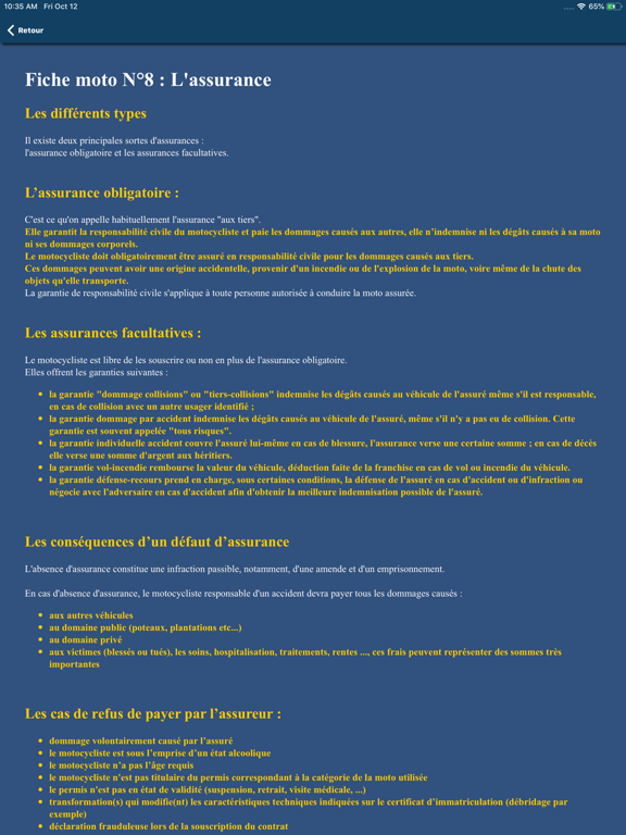 Fiches Plateau Moto iPad screenshot
