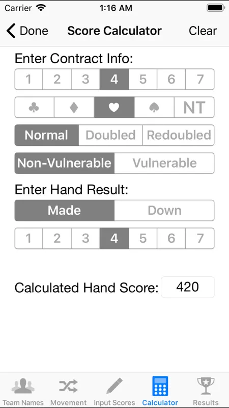 Duplicate Bridge Scoring screenshot 4 of 5