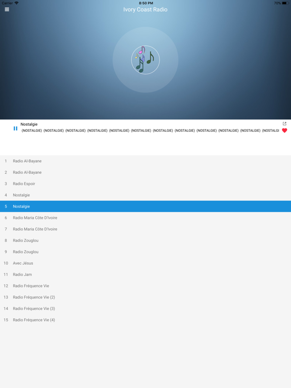 Ivory Coast Radio Station FM iPad screenshot 4 - Music app