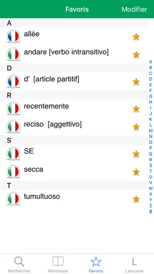 Capture d'écran de Dictionnaire Italien Larousse sur iPhone 2