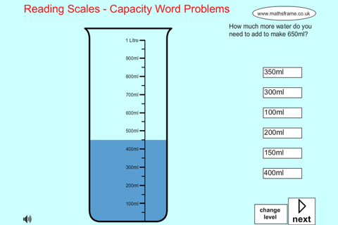 Capacity Word Problems screenshot 2