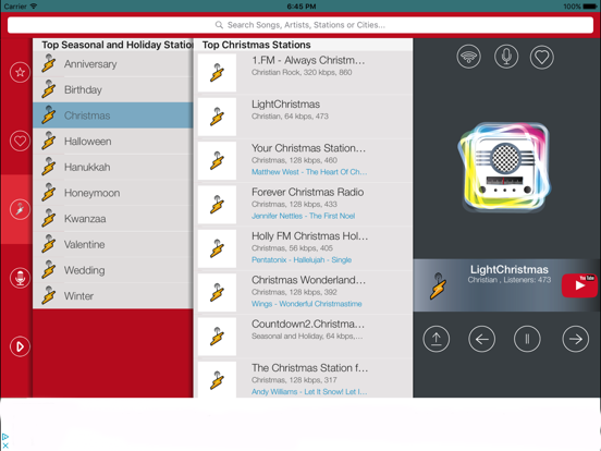 Xmas Radio - Tuner iPad screenshot 4 - Music app