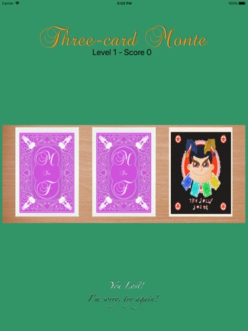 Three-Cards Monte iPad screenshot