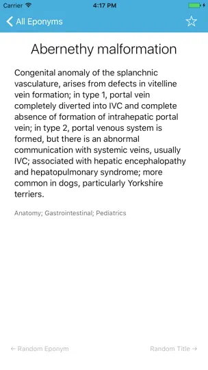 Captura de pantalla de Eponyms (for Students) en iPhone 1