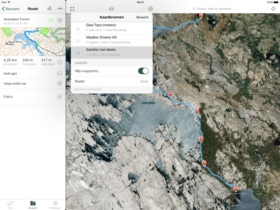 Gaia GPS iPad app afbeelding 2