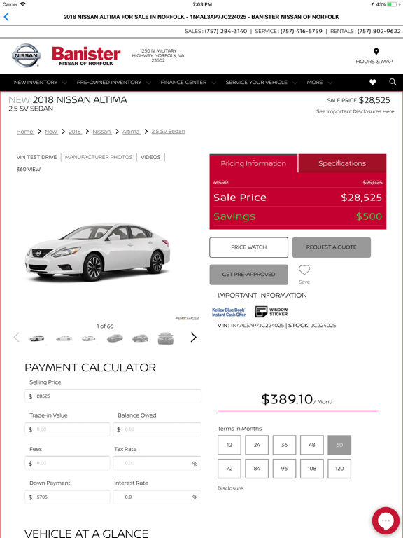 Banister Nissan of Norfolk iPad screenshot 4 - Shopping app